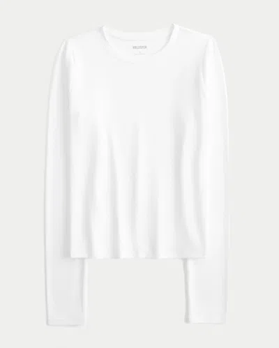 Hollister Long-sleeve Seamless Fabric Crew Baby Tee In White