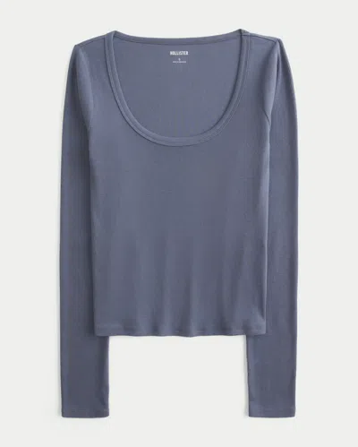 Hollister Long-sleeve Scoop Top In Gray