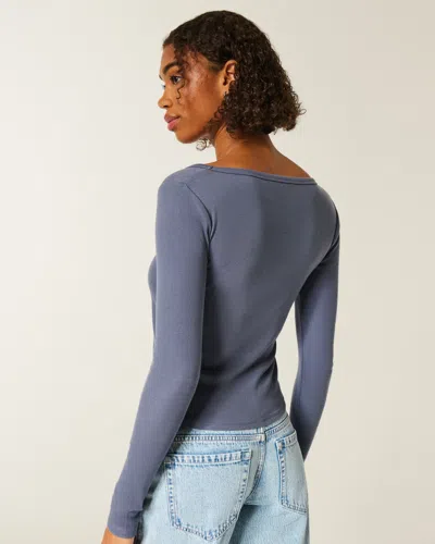 Hollister Long-sleeve Scoop Top In Gray