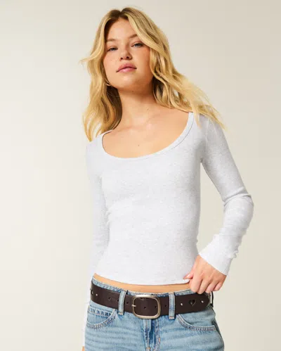 Hollister Long-sleeve Scoop Top In White