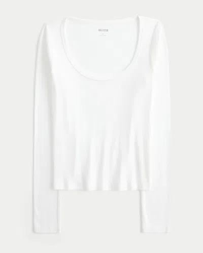 Hollister Long-sleeve Scoop Top In White