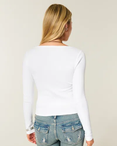 Hollister Long-sleeve Scoop Top In White