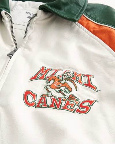 Hollister Faux Leather University Of Miami Hurricanes Graphic Jacket In Multi