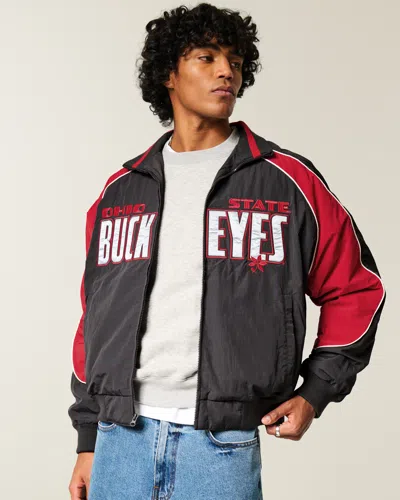Hollister The Ohio State University Buckeyes Graphic Windbreaker Jacket In Black