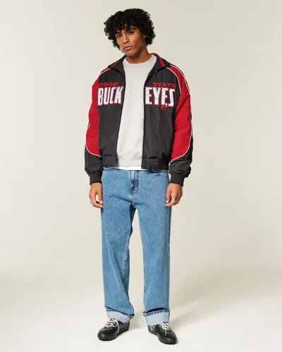 Hollister The Ohio State University Buckeyes Graphic Windbreaker Jacket In Black