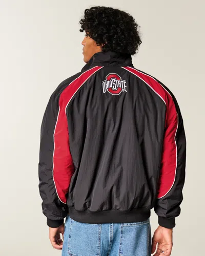 Hollister The Ohio State University Buckeyes Graphic Windbreaker Jacket In Black