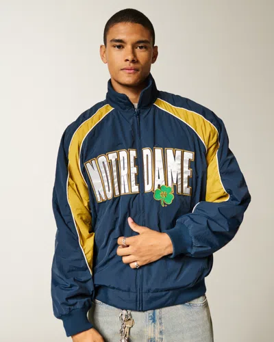 Hollister University Of Notre Dame Fighting Irish Graphic Windbreaker Jacket In Blue