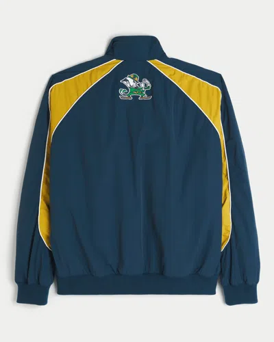 Hollister University Of Notre Dame Fighting Irish Graphic Windbreaker Jacket In Blue