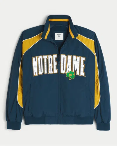 Hollister University Of Notre Dame Fighting Irish Graphic Windbreaker Jacket In Blue