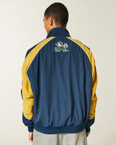Hollister University Of Notre Dame Fighting Irish Graphic Windbreaker Jacket In Blue