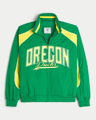 Hollister University Of Oregon Ducks Graphic Windbreaker Jacket In Green
