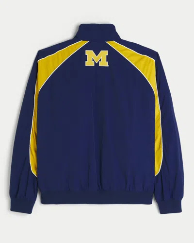 Hollister University Of Michigan Wolverines Graphic Windbreaker Jacket In Blue