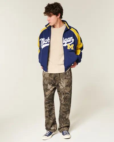 Hollister University Of Michigan Wolverines Graphic Windbreaker Jacket In Blue