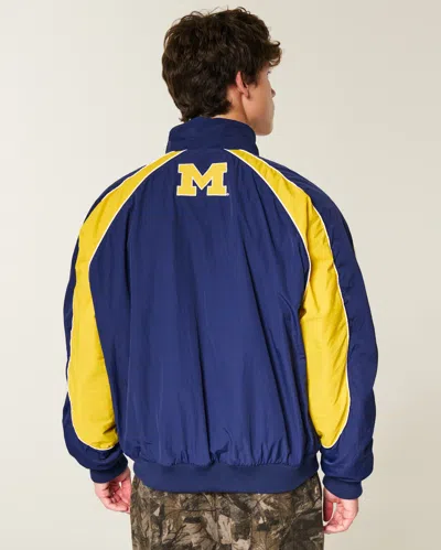 Hollister University Of Michigan Wolverines Graphic Windbreaker Jacket In Blue