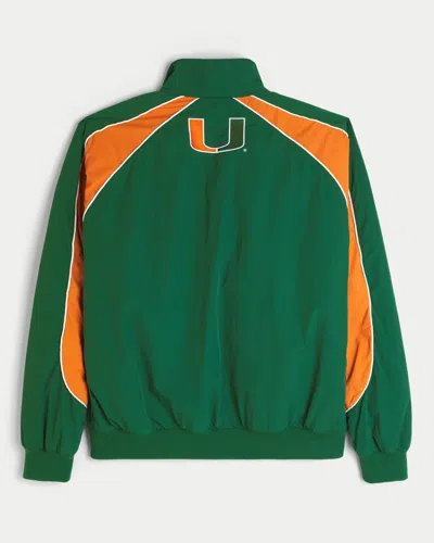 Hollister University Of Miami Hurricanes Graphic Windbreaker Jacket In Green