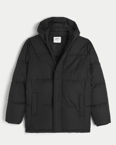 Hollister Parka Puffer Jacket In Black