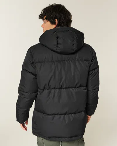 Hollister Parka Puffer Jacket In Black