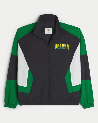 Hollister University Of Oregon Ducks Graphic Windbreaker Jacket In Green