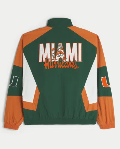 Hollister University Of Miami Hurricanes Graphic Windbreaker Jacket In Green