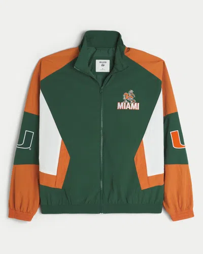 Hollister University Of Miami Hurricanes Graphic Windbreaker Jacket In Green