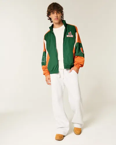 Hollister University Of Miami Hurricanes Graphic Windbreaker Jacket In Green