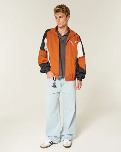 Hollister University Of Texas At Austin Longhorns Graphic Windbreaker Jacket In Orange