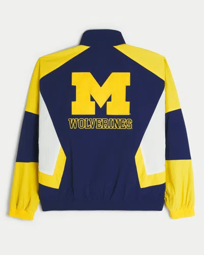 Hollister University Of Michigan Wolverines Graphic Windbreaker Jacket In Blue