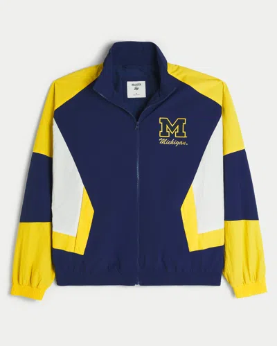 Hollister University Of Michigan Wolverines Graphic Windbreaker Jacket In Blue