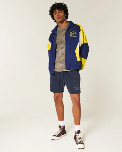 Hollister University Of Michigan Wolverines Graphic Windbreaker Jacket In Blue