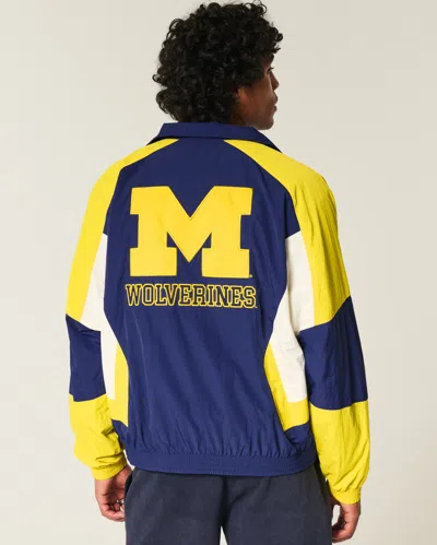 Hollister University Of Michigan Wolverines Graphic Windbreaker Jacket In Blue
