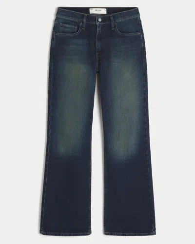 Hollister Dark Wash Relaxed Bootcut Jeans In Blue