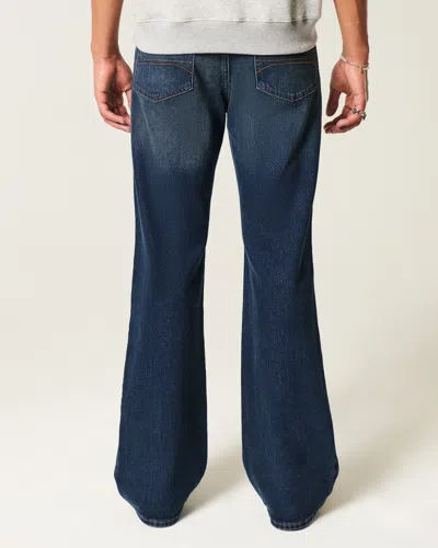Hollister Dark Wash Relaxed Bootcut Jeans In Blue
