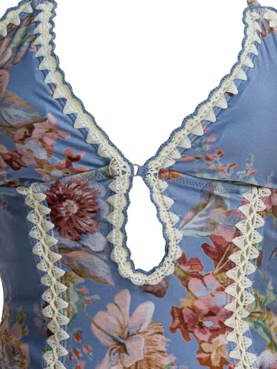 Zimmermann Triangle Bikini Top With Scalloped Trim And Detachable Straps In Multi