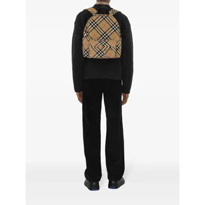 Burberry Check Pattern Backpack With Front Pocket In Multi