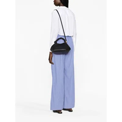 Ganni Bou Black Handbag With Butterfly Logo And Hand-braided Strands In Leather Woman In Black