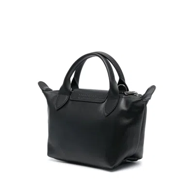 Longchamp Extra Small Le Pliage Xtra Leather Top Handle Bag In Black