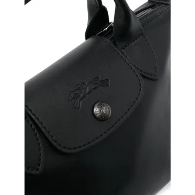 Longchamp Extra Small Le Pliage Xtra Leather Top Handle Bag In Black