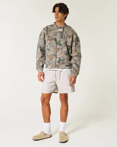 Hollister Mid-thigh Linen-blend Pull-on Shorts In Multi