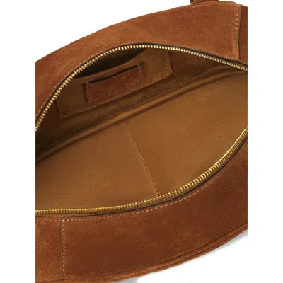 Versace Shoulder Bag Suede Finish Double Handles In Brown