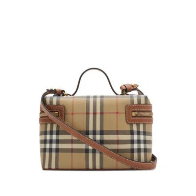 Burberry Coated Canvas Vanity Check Crossbody Bag With Check Motif In Brown