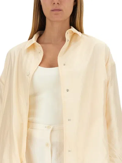 Aspesi Oversize Lightweight Collared Button-down Shirt In Nude