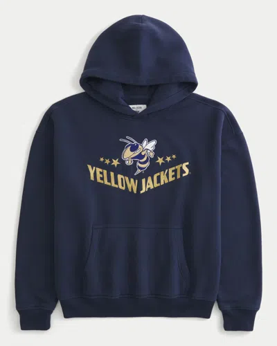 Hollister Georgia Tech Yellow Jackets Graphic Hoodie In Blue