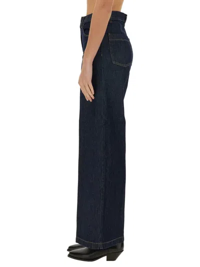 Aspesi 0160 Wide Leg Long Jeans In Blue