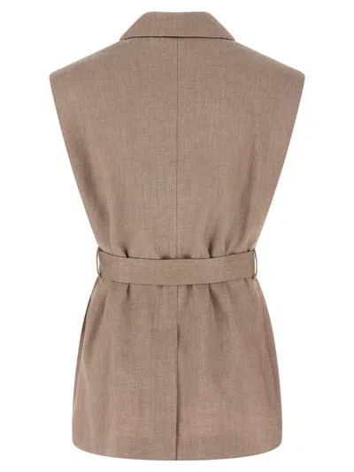 Brunello Cucinelli Belted Vest Gilet Pink In Brown