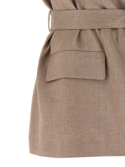 Brunello Cucinelli Belted Vest Gilet Pink In Brown