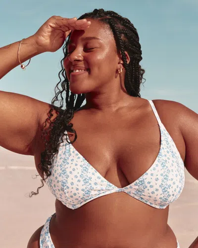 Hollister Ribbed Plunge Underwire Bikini Top In Blue