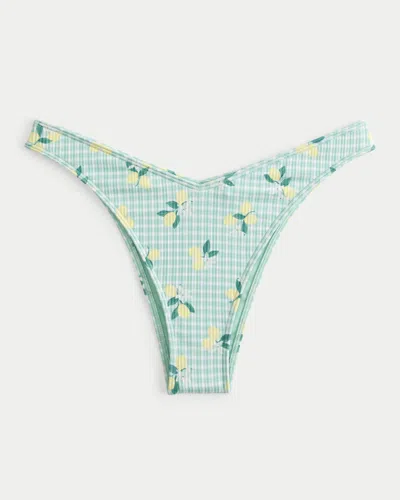 Hollister Ribbed High-leg Cheekiest Bikini Bottom In Green