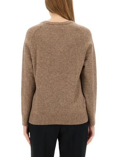 Aspesi Wool-blend Sweater With V-neck In Brown