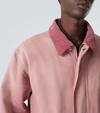 Auralee Leather-trimmed Cotton Blouson Jacket In Pink