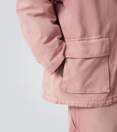 Auralee Leather-trimmed Cotton Blouson Jacket In Pink